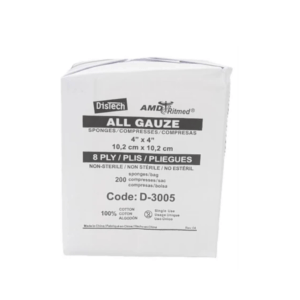 4" x 4" Non-Sterile 100% Cotton Gauze 8ply 200 / Sleeve - AMD Ritmed